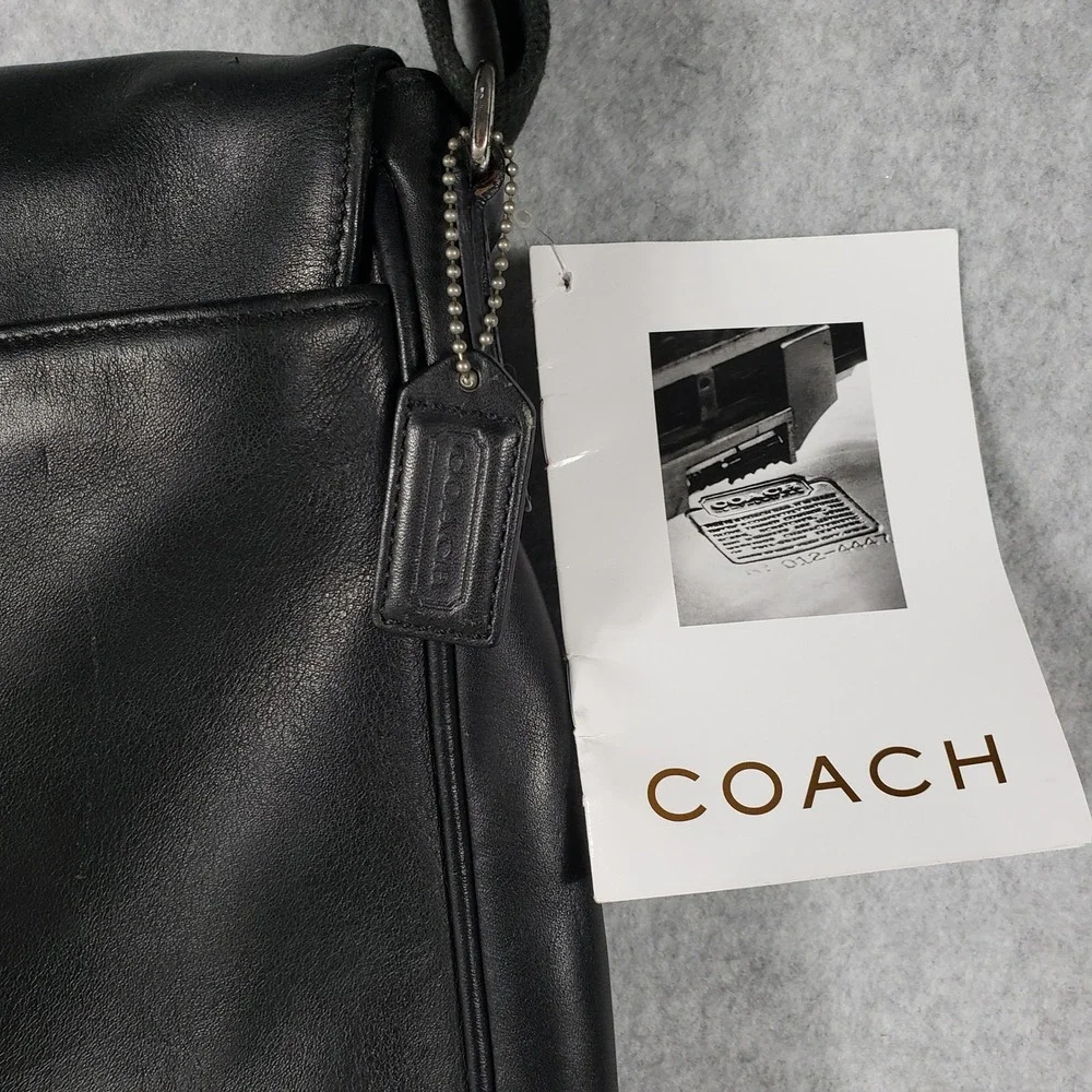 NWT Coach Black‎ Leather Messenger Crossbody Bag Adjustable Strap Buckle Unisex